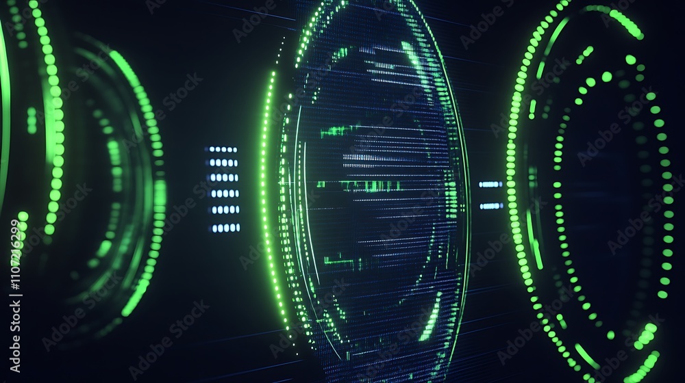 Poster futuristic circular neon lights in a dark environment representing technology and innovation concept