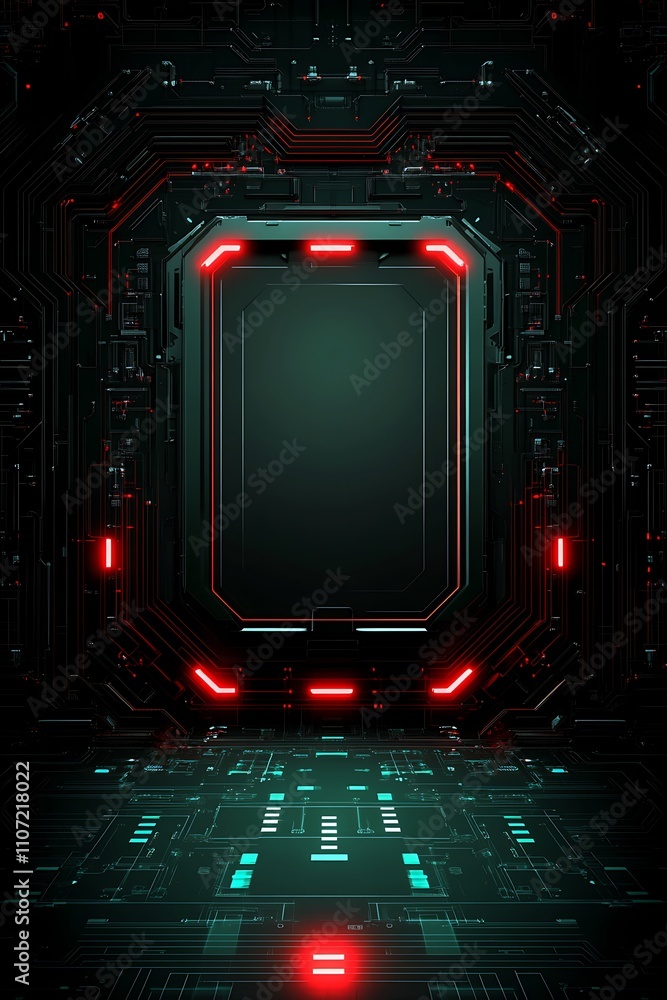 Poster futuristic digital backdrop with glowing elements and intricate circuit patterns for tech and design