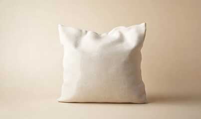 Obraz premium A Single Beige Pillow Against A Neutral Background