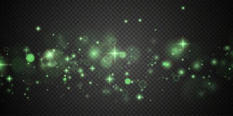  Christmas background. Powder PNG. Magic shining green dust. Fine, shiny dust bokeh particles fall off slightly. Fantastic shimmer effect.