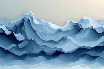 Obraz premium A flat vector graphic of an ocean wave pattern, in shades of blue and white, on a paper background, abstract style