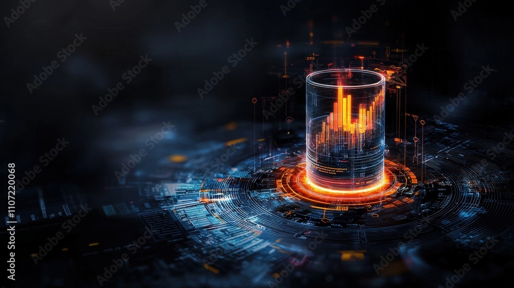 Aufkleber Dynamic data visualization digital realm infographic futuristic atmosphere aerial view key principles of analytics