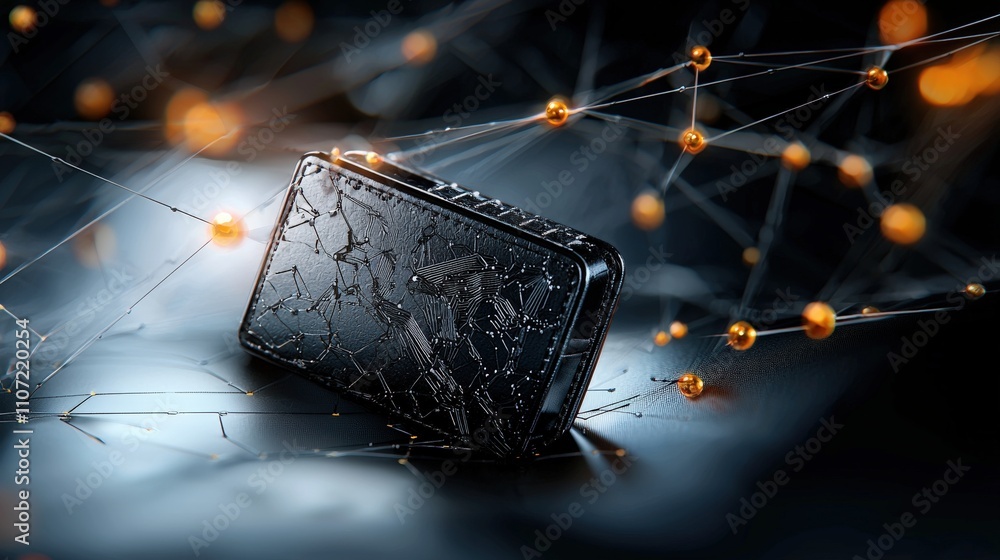 Poster cryptocurrency wallet innovation showcase digital realm graphic design futuristic environment abstra