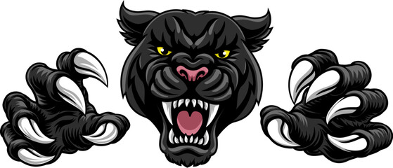 A black panther leopard or jaguar cat sports team mascot © Christos Georghiou
