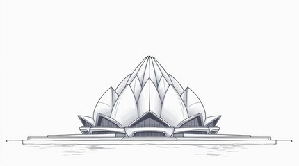 Flowing Line Art of the Lotus Temple