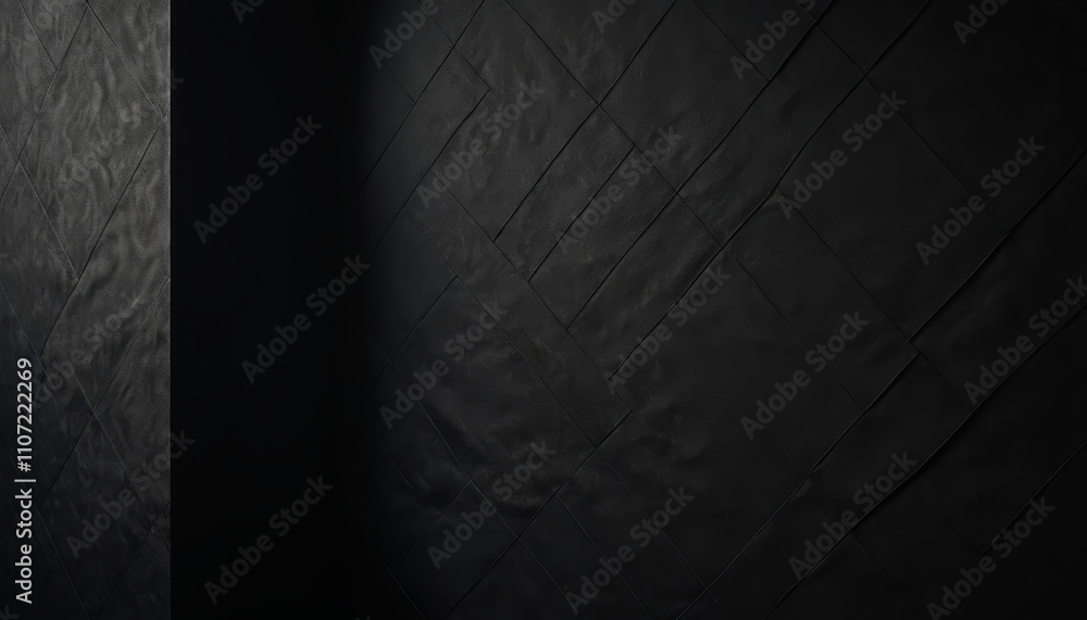 Poster textured black wall with geometric patterns in a minimalist design for backgrounds
