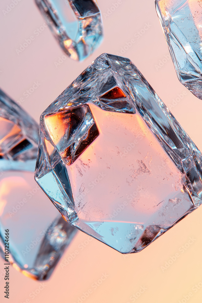 Poster abstract geometric crystal art with luminous reflection and gradient tones from a modern perspective