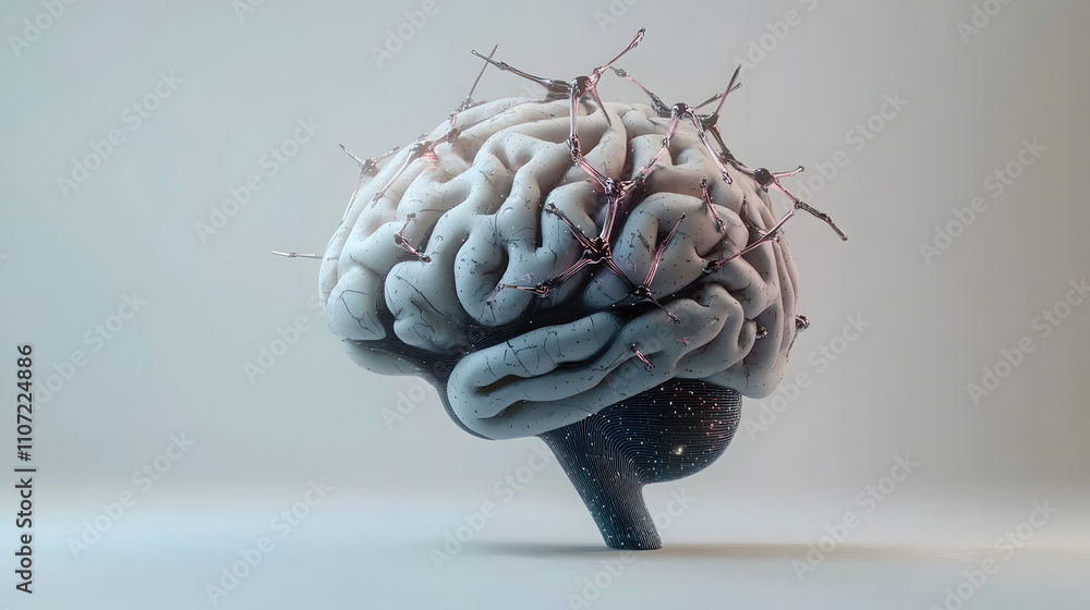 Poster brain concept, neural network representation, digital innovation, artificial intelligence, futuristi