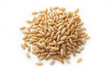 Obraz premium A pile of brown rice with a white background