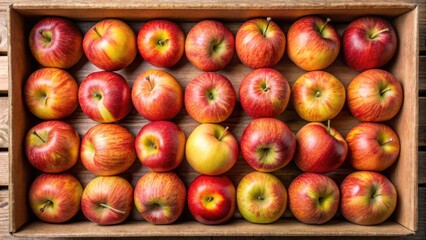 Fresh apples neatly organized in a cardboard box , ripe, fresh, apples, fruit, healthy, organic, box, harvest, grocery, produce