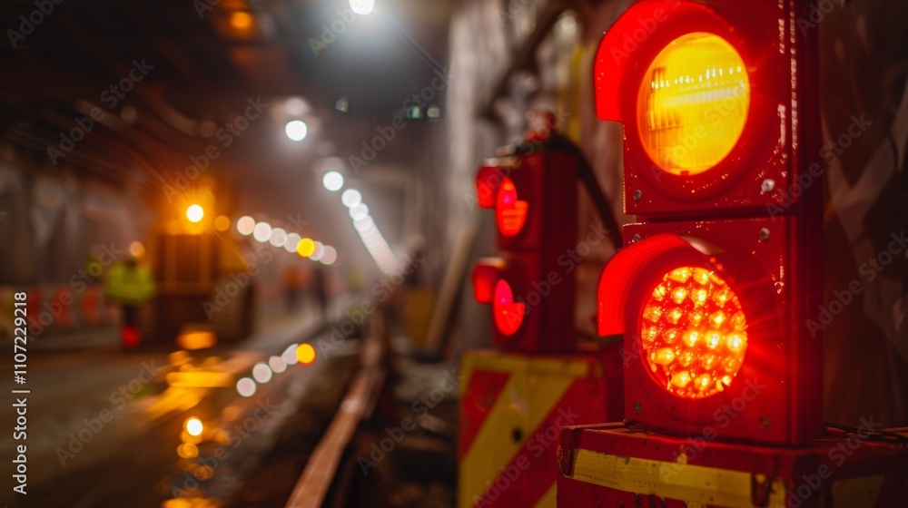 Poster flashing lights and a loud alarm system are in place to alert workers and call for help in case of a