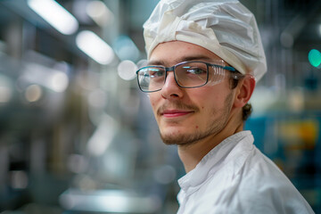 Technologists inspector in masks at food factory ai generative