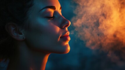 A woman practicing deep breathing exercises to reduce stress and anxiety.