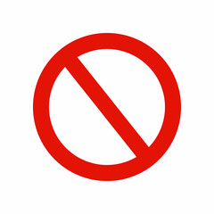 Prohibition and ban sign, Red strikethrough circle, Simple flat vector icon illustration