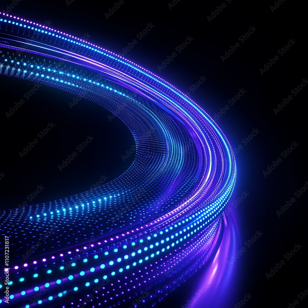 Poster vibrant colorful light trails in circular motion against a dark background for abstract and modern t