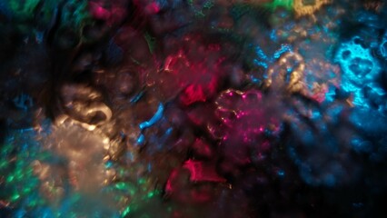 Blurred rainbow lens flare motion studio lightning, kaleidoscope glass texture with bokeh effect on...