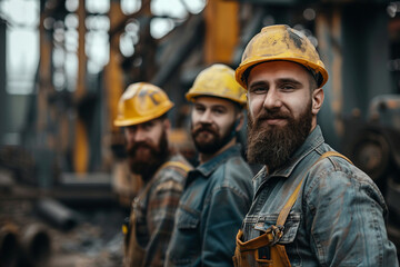 Construction site builders workers generative AI image