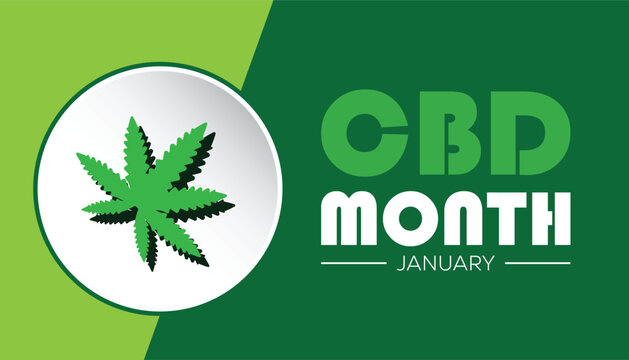 National CBD Month observed each year during January. Healthcare Medical Awareness concept. Vector template for banner, greeting card, poster with background.
