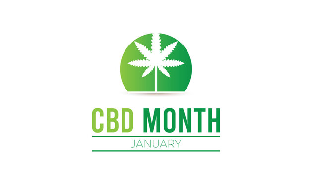 National CBD Month observed each year during January. Healthcare Medical Awareness concept. Vector template for banner, greeting card, poster with background.