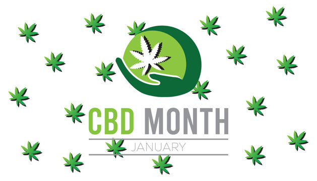 National CBD Month observed each year during January. Healthcare Medical Awareness concept. Vector template for banner, greeting card, poster with background.