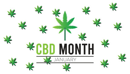 National CBD Month observed each year during January. Healthcare Medical Awareness concept. Vector template for banner, greeting card, poster with background.