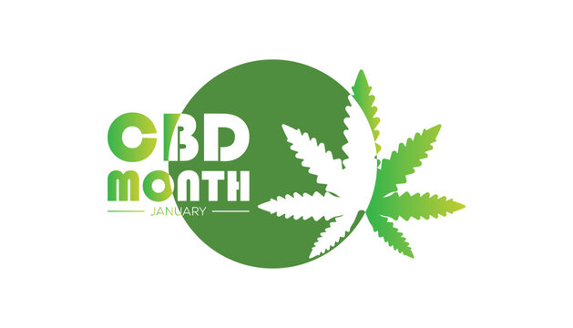National CBD Month observed each year during January. Healthcare Medical Awareness concept. Vector template for banner, greeting card, poster with background.