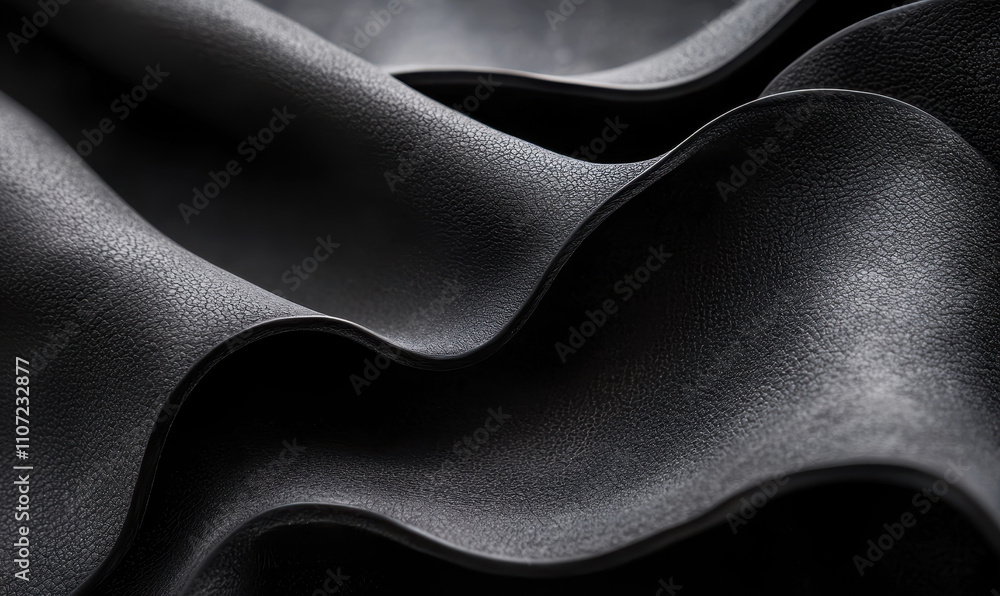 Poster elegant black synthetic fabric waves: a modern approach to texture and material with stylish abstrac