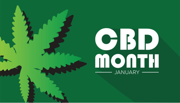 National CBD Month observed each year during January. Healthcare Medical Awareness concept. Vector template for banner, greeting card, poster with background.