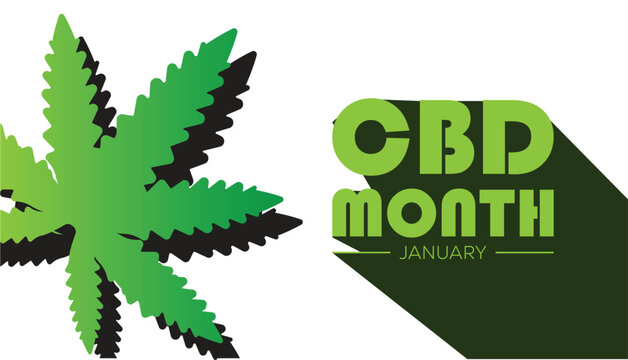National CBD Month observed each year during January. Healthcare Medical Awareness concept. Vector template for banner, greeting card, poster with background.