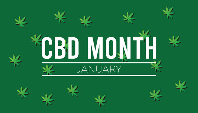 National CBD Month observed each year during January. Healthcare Medical Awareness concept. Vector template for banner, greeting card, poster with background.