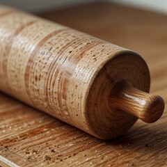 Fototapeta premium Retro wooden rolling pin plunger on white isolated background Generative AI