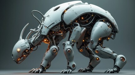 Fototapeta premium Futuristic Robotic Sculpture: Merging Technology and Art