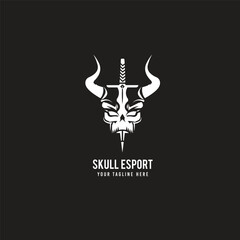 skull slayer for gaming icon, skull vector, black white color