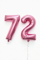 A balloon in the shape of a number in pink color on a white background