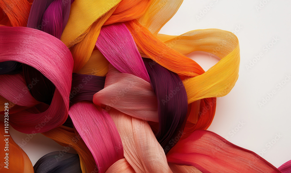 Poster dynamic swirls of vibrant colored fabrics unveil the elegance of abstract design in artistic texture