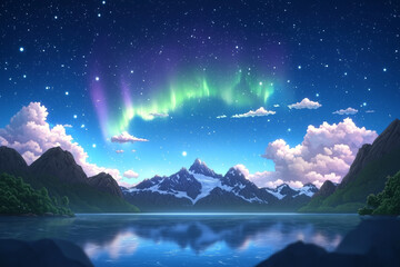 Frozen Lights: Northern Aurora Over a Glacier Lagoon
