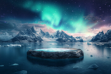 Frozen Lights: Northern Aurora Over a Glacier Lagoon