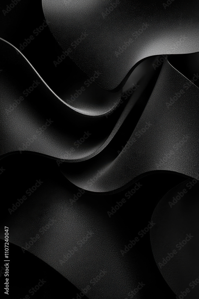 Poster elegant black abstract design with textured curves and sleek waves for modern aesthetic visual appea