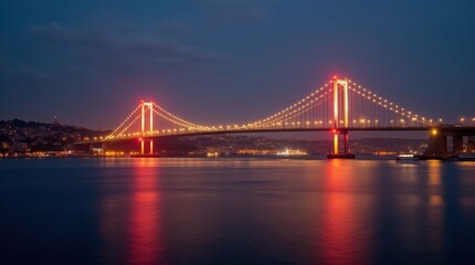 Glowing Silhouette of the Bosphorus Bridge