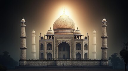 Obraz premium Glowing Silhouette of the Taj Mahal