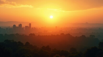 Glowing City Treetop Skyline