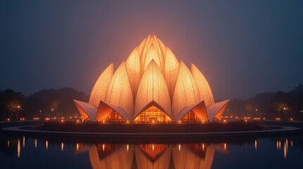 Glowing Lotus Temple Outline