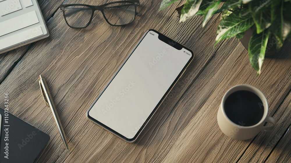 Aufkleber smartphone mockup: a sleek smartphone with a blank screen ready for a customizable app or website de