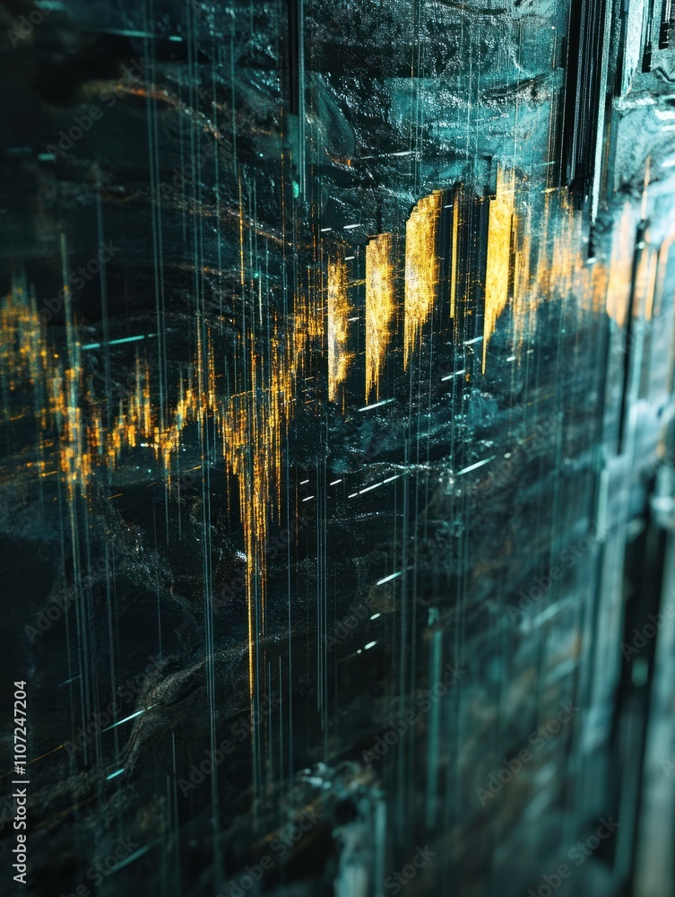 Poster abstract forex chart on dark background. crisis and collapse concept. 3d rendering
