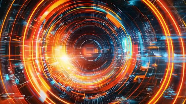 Abstract Digital Sphere with Glowing Lines and Particles