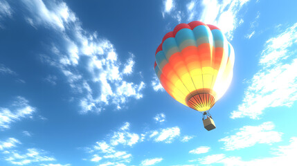 Obraz premium Overconfidence Represented Through a Glowing Balloon Floating High Before It Bursts in the Blue Sky