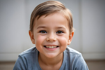 Portrait of happy smiling child showing healthy teeth and gums
