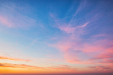 Dramatic sky at sunset with vibrant colors creating a beautiful gradient