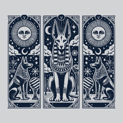 vintage-inspired anubis ouija tarot tattoo