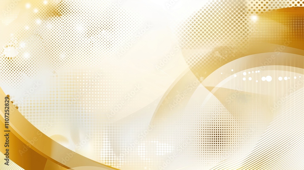 Poster elegant golden abstract background with smooth curves and dotted patterns